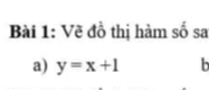 Vẽ đồ thị hàm số sa 
a) y=x+1 b