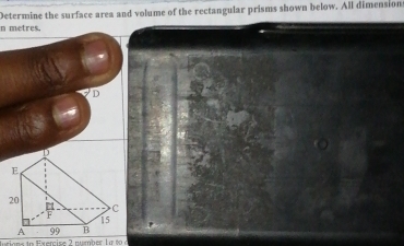 Determine the surface area and volume of the rectangular prisms shown below. All dimension 
n metres.
D