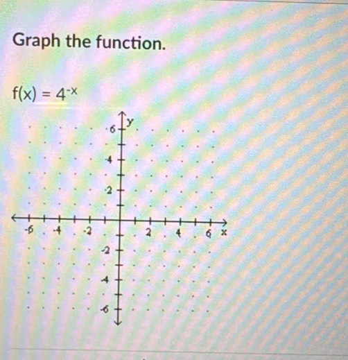 Graph the function.
f(x)=4^(-x)