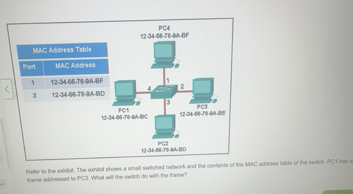 Solved: Refer to the exhibit. The exhibit shows a small switched ...