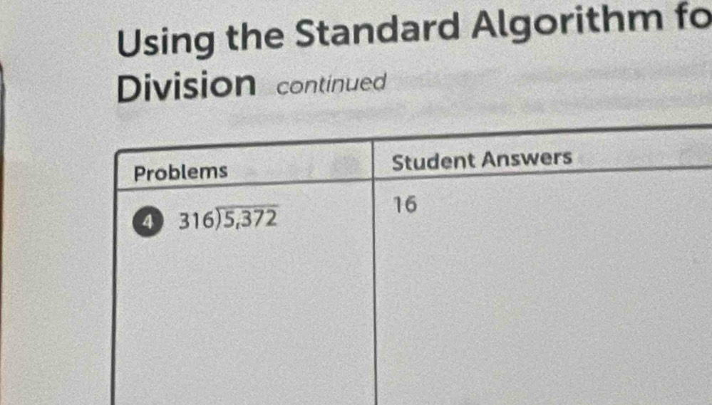 Using the Standard Algorithm fo
Division continued