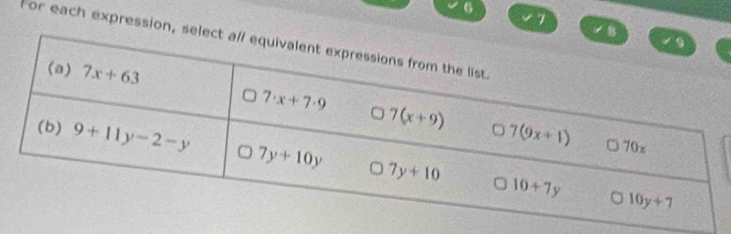 6
7
For each expression, se