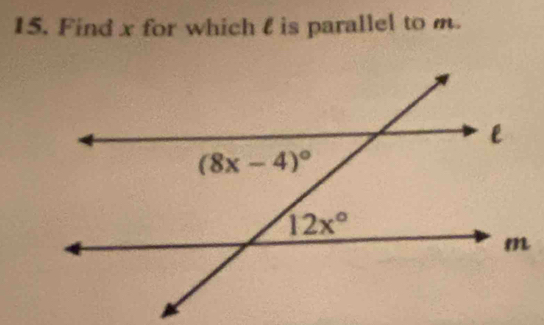 Find x for which l is parallel to m.