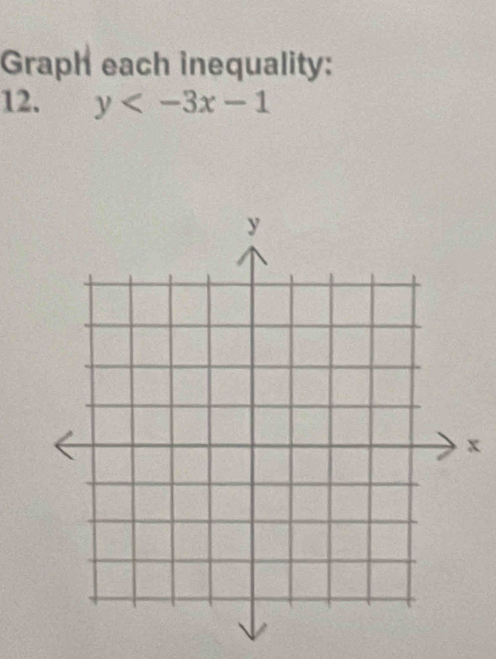 Graph each inequality: 
12. y
x