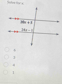 Solve for x:
6
3
4
1