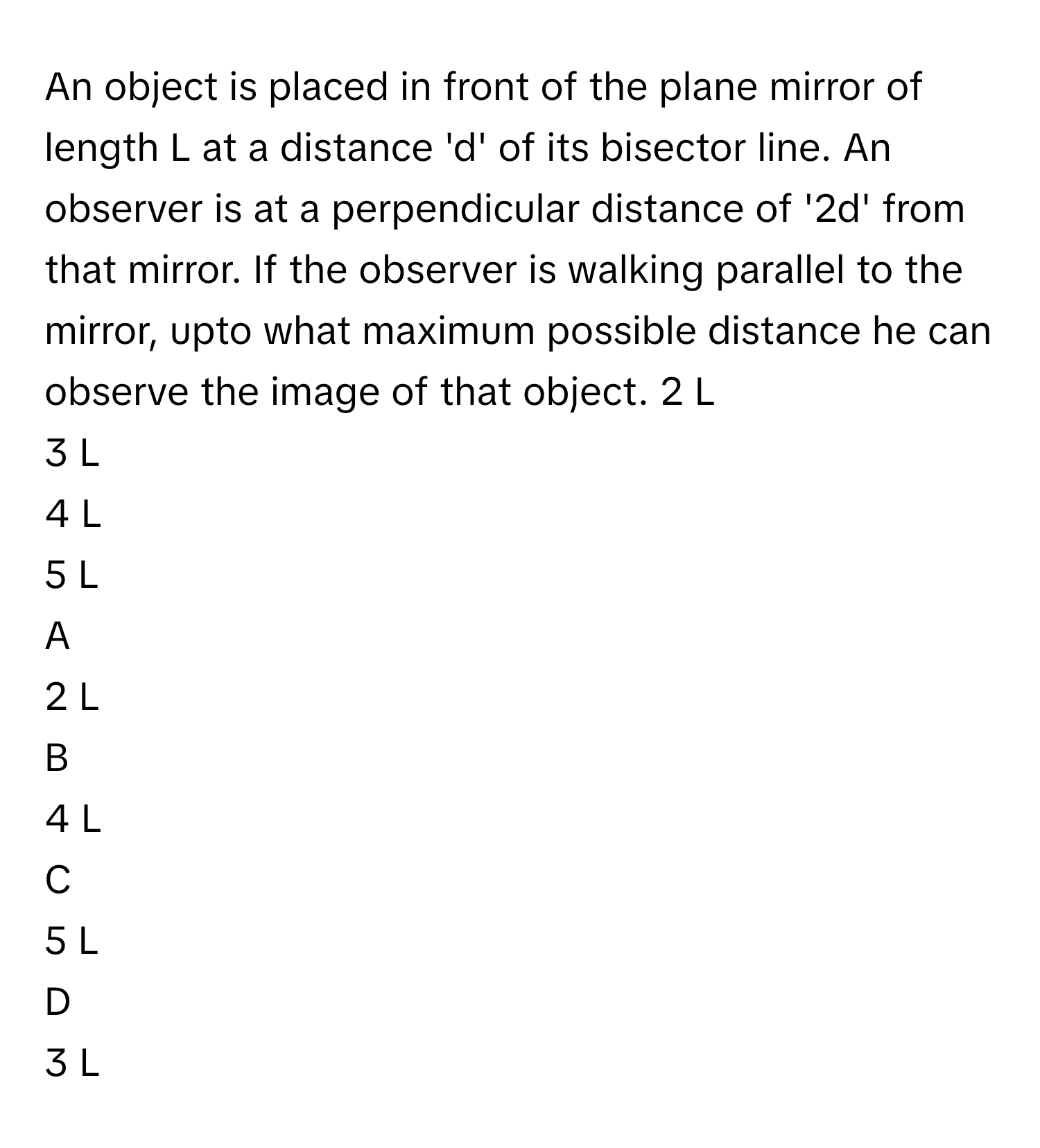 Solved: An object is placed in front of the plane mirror of length L at ...