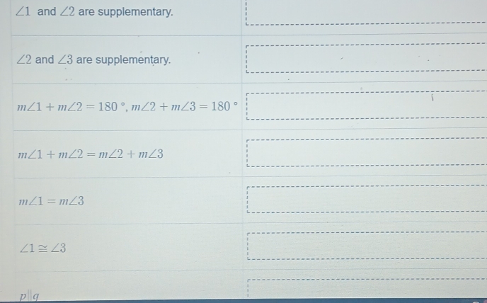 ∠ 1 and ∠ 2 are supplementary.
p q