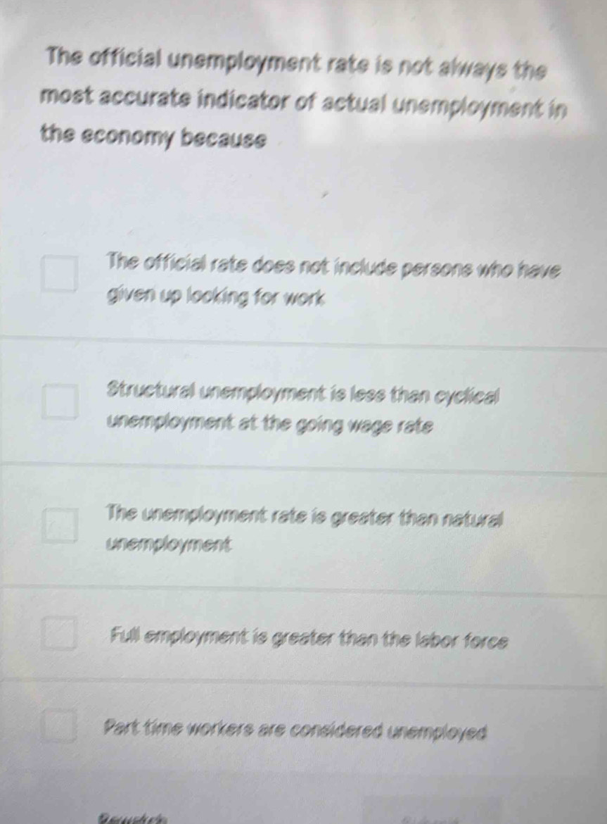 Solved: The official unemployment rate is not always the most accurate ...