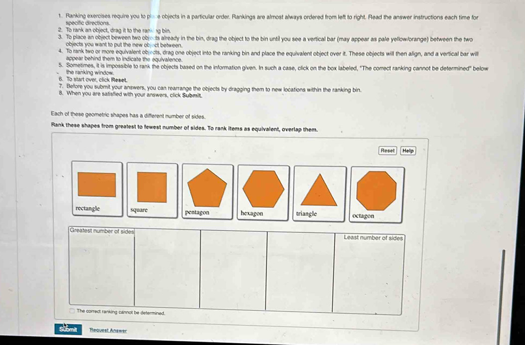 Solved: Ranking exercises require you to place objects in a particular ...