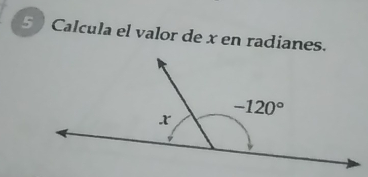 Calcula el valor de x en radianes.