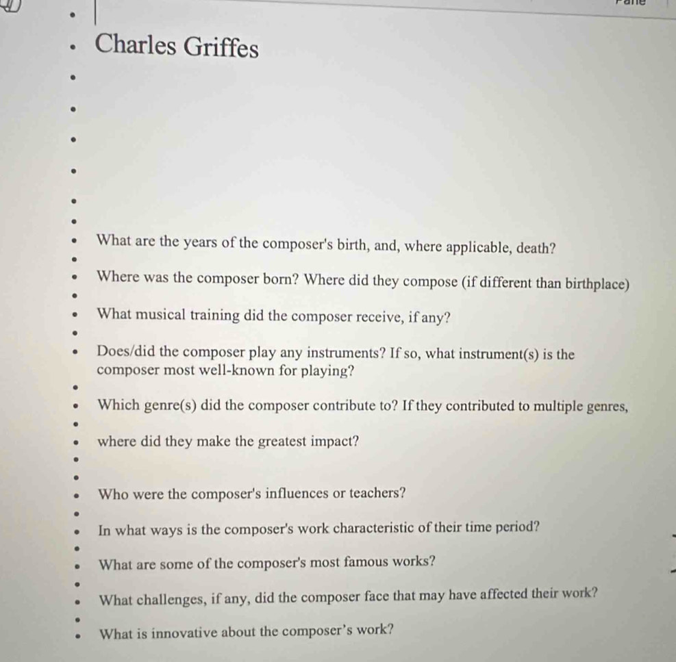 Solved: rane Charles Griffes What are the years of the composer's birth ...
