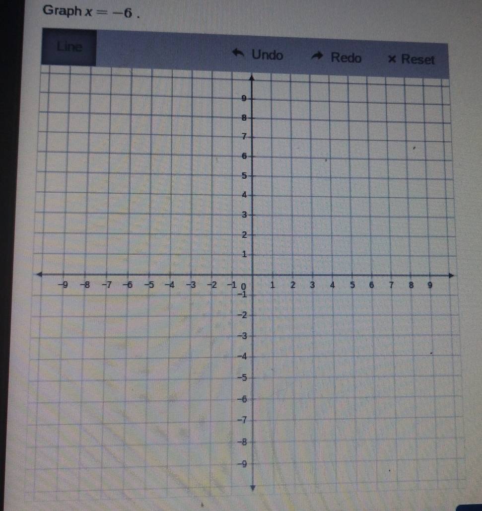 Graph x=-6. 
Line Undo