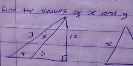 find the values of x and y