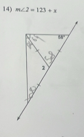 m∠ 2=123+x
68°
2