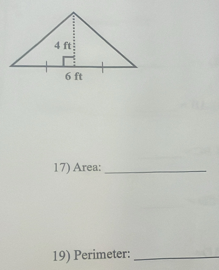 Area:_ 
19) Perimeter:_