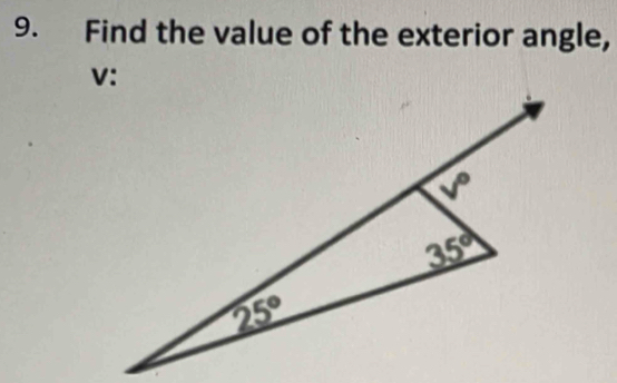 Find the value of the exterior angle,