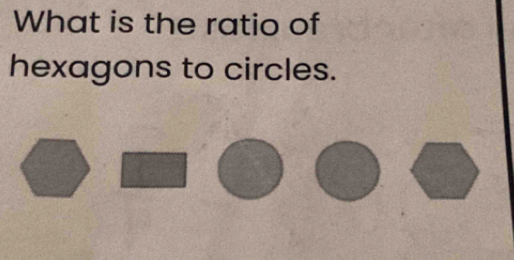 What is the ratio of 
hexagons to circles.