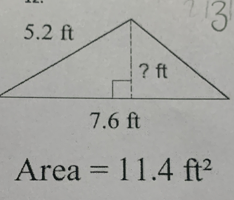 Area | =11.4ft^2