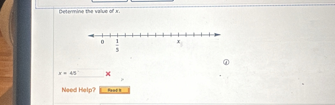 Determine the value of x.
x=4/5° x
Need Help? Read It