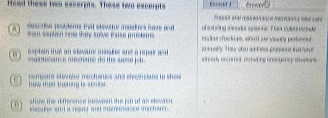 tese two exesrots. Thess iwo Estam 
R spair and mainionance mechancs take cars 
Hesraee of e visling slevaior syelams. Their dutes includs 
en B s ia reutine checkure, which are usually perfored 
=spiau annually. They also address problened that have 

stready accurred, including emergency su tor 
, , ectrctas to sh ow 
w a 
, 
Hetal