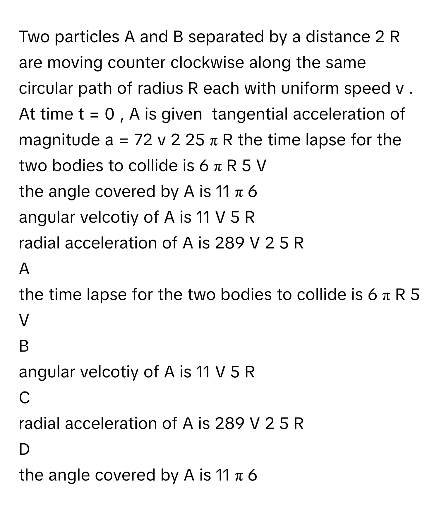Solved: Two particles A and B separated by a distance 2 R are moving ...