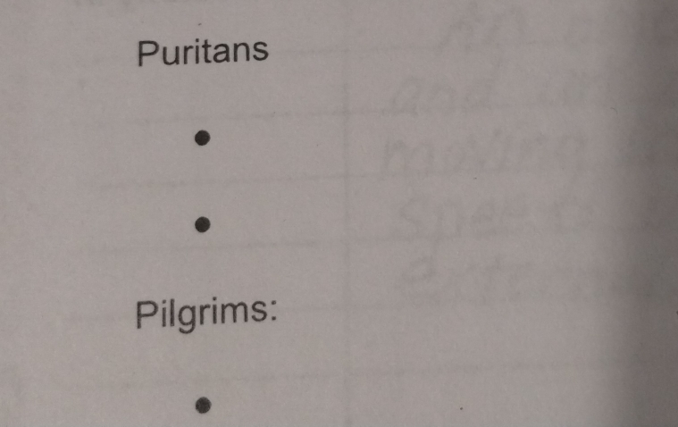 Puritans 
Pilgrims: