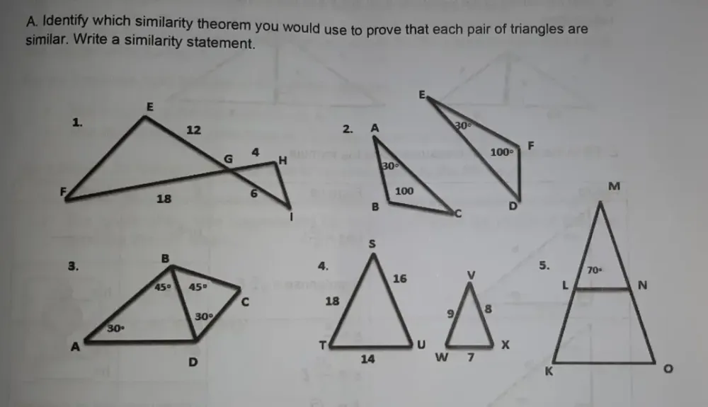 Solved: Identify which similarity theorem you would use to prove that ...