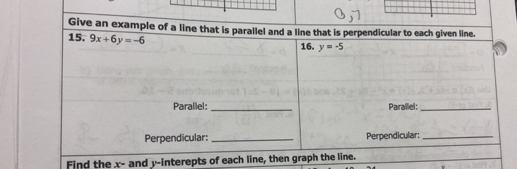 Find the x- and y-interepts of e