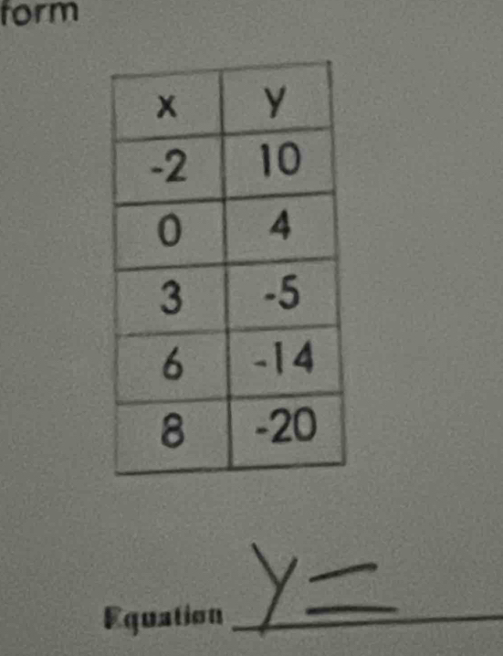 form 
Equation