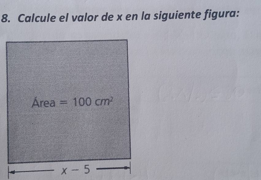 Calcule el valor de x en la siguiente figura: