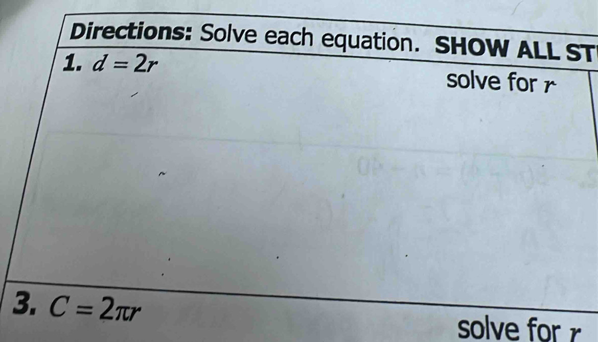 solve for r