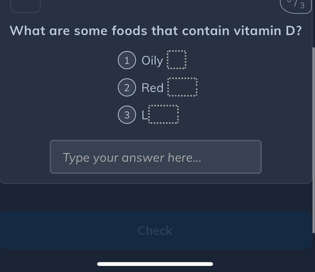 What are some foods that contain vitamin D?
1) Oily ∈tlimits _ □ /□  8_frac □ 
2Red ∈tlimits _frac π _0^1· x_ a/b _x^2^frac a^2b_frac a^2b a
3 L_frac frac 5π ^frac 8* π * * * *   5/5  * π  * * π * π ^ (π * π *  π )/2 endarray  
Type your answer here...
Check