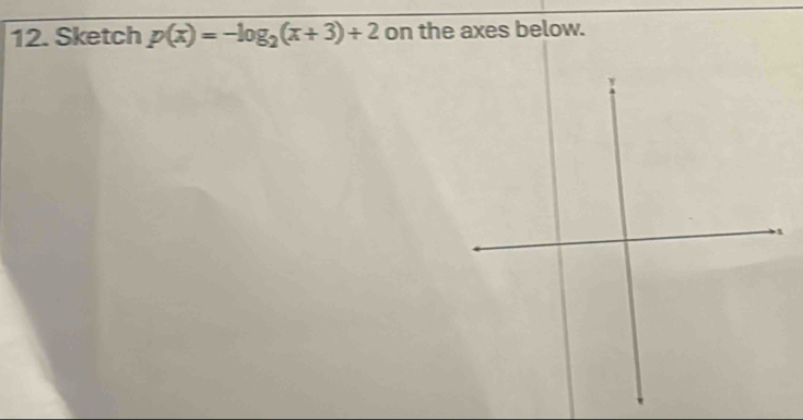 Sketch p(x)=-log _2(x+3)+2 on the axes below.