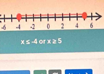 -6
x≤ -4 or x≥ 5