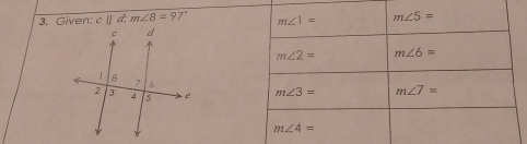 Given: cparallel dt m∠ 8=97°