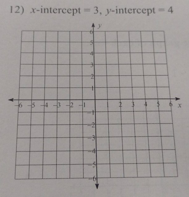 x-intercept =3 , y-intercept =4
x