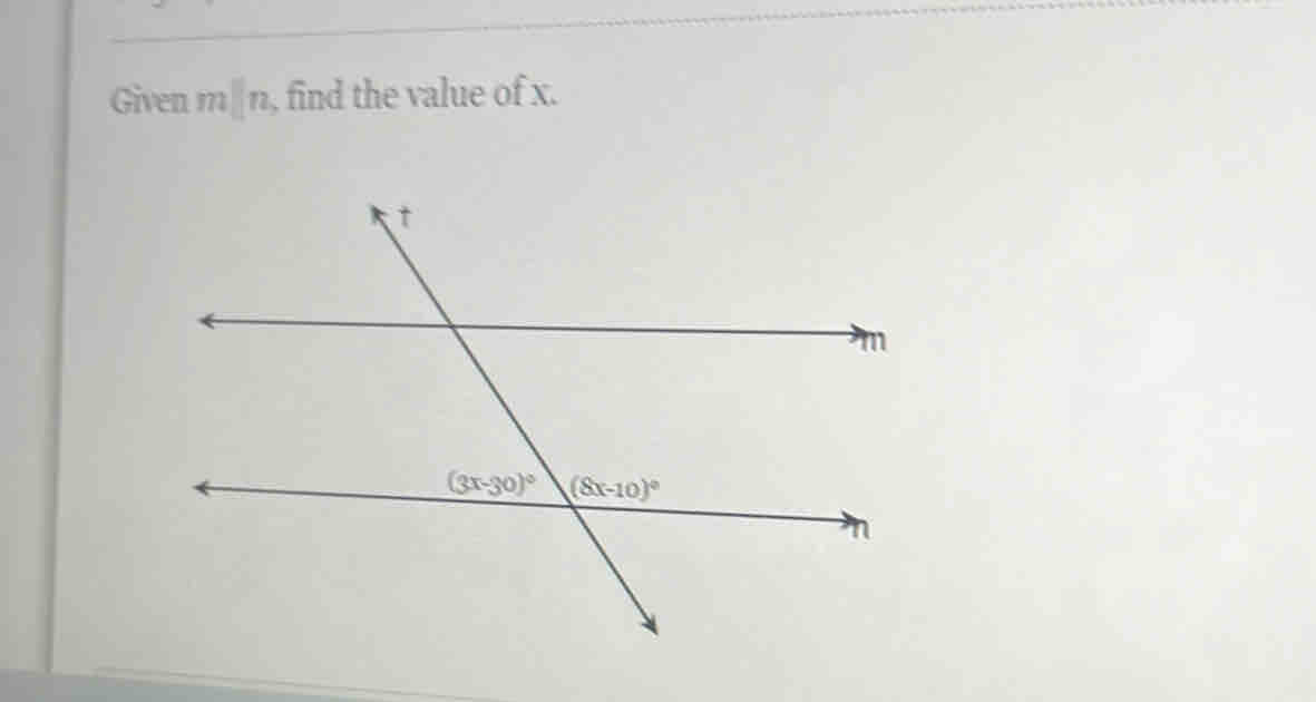 Given m□ n , find the value of x.