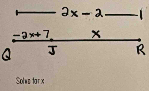 2x-2
 (-2x+7)/J  x
R
Solve for x