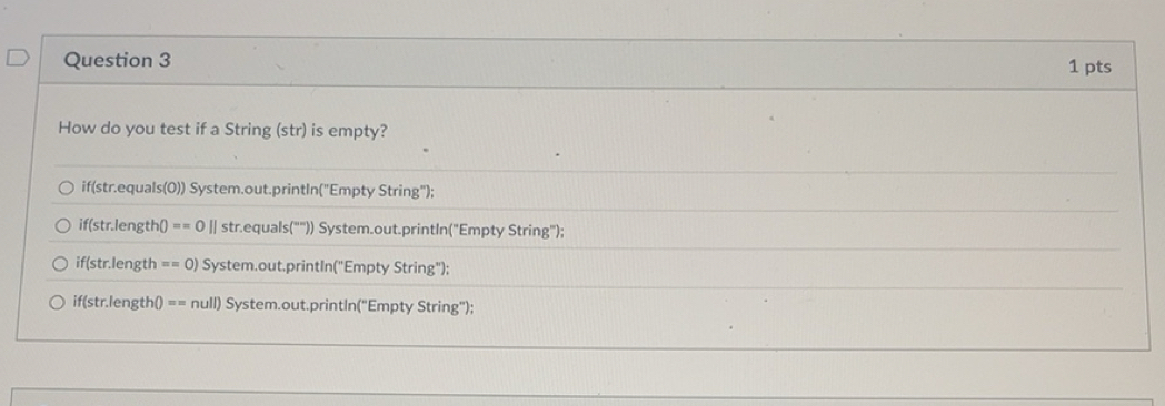 Solved: How do you test if a String (str) is empty? if(str.equals(0 ...