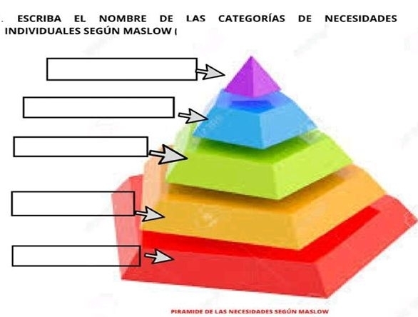 ESCRIBA EL NOMBRE DE LAS CATEGORíAS DE NECESIDADES
INDIVIDUALES SEGÚN MASLOW (
piramide de laS necESidadeS SEgúN MASLOW