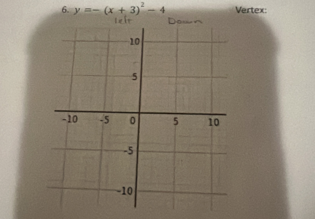 y=-(x+3)^2-4 Vertex: