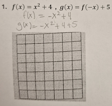 f(x)=x^2+4, g(x)=f(-x)+5