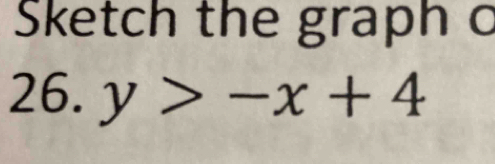 Sketch the graph c 
26. y>-x+4