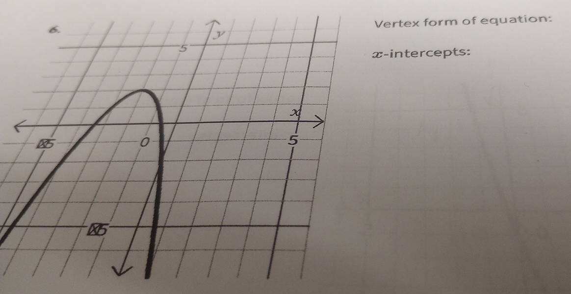 ertex form of equation: 
-intercepts: