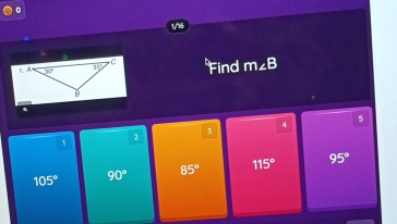 Find m∠ B
4
5
4
3
1
2
105° 90° 85° 115° 95°