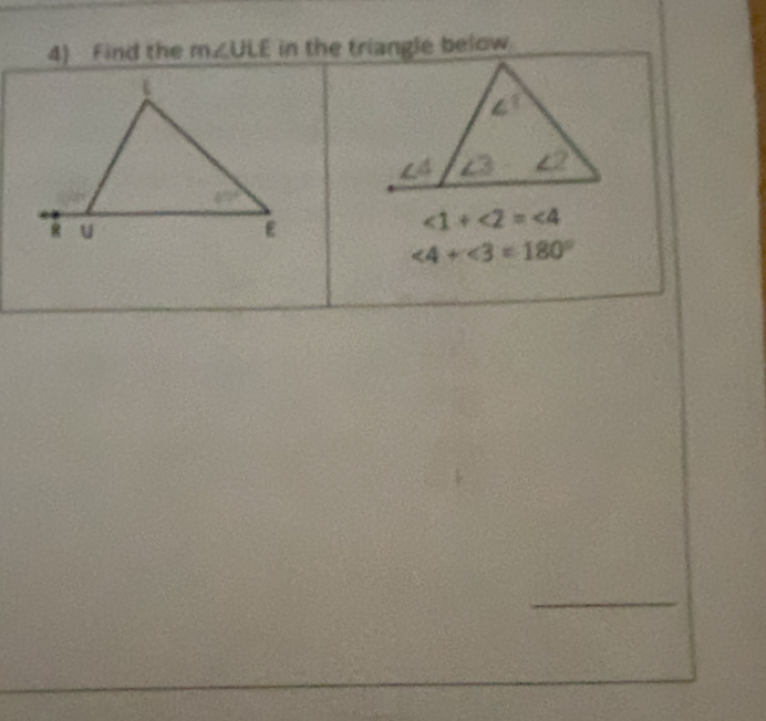 m∠ ULE in the triangle below.
_