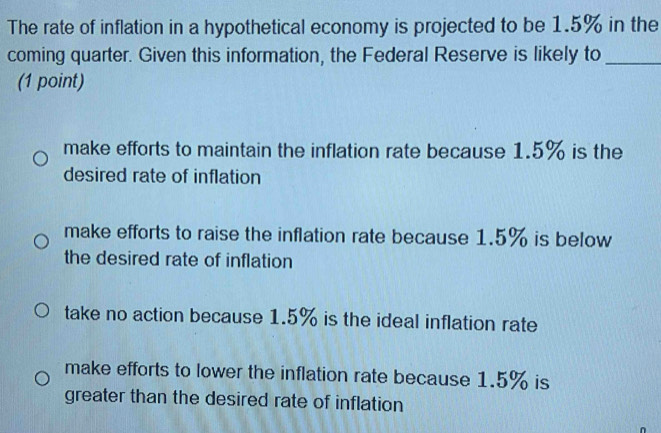Solved: The rate of inflation in a hypothetical economy is projected to ...