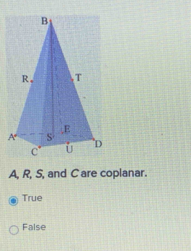 A, R, S, and C are coplanar.
True
False