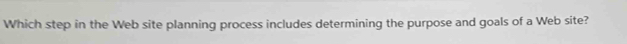 Which step in the Web site planning process includes determining the purpose and goals of a Web site?