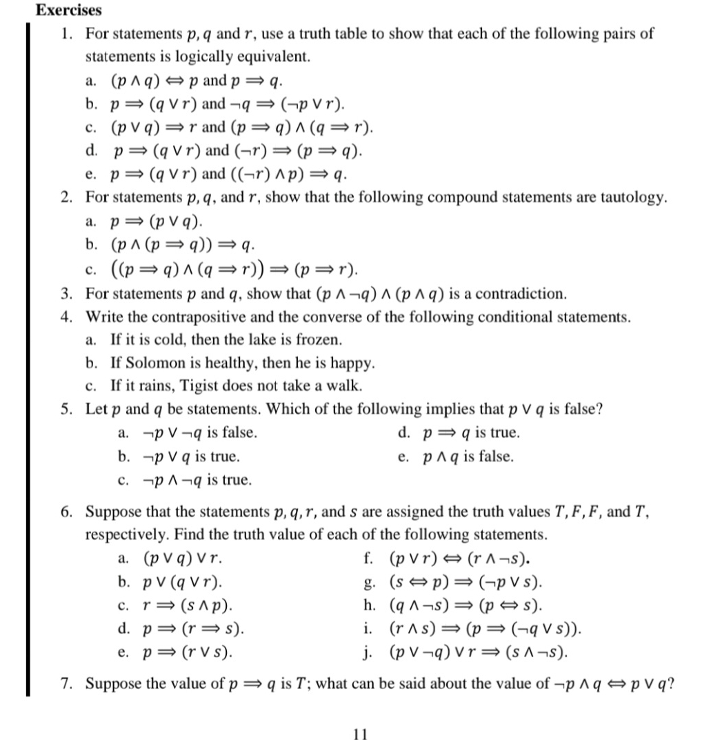 Solved: For statements p, q and r, use a truth table to show that each ...